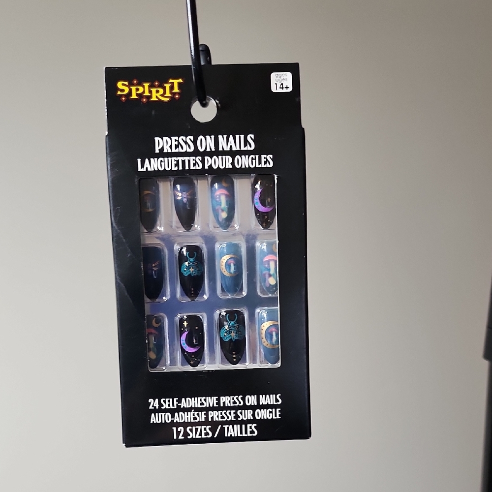 Spirit Cosmic Press-On Nails - Black and Blue with Moons and Stars